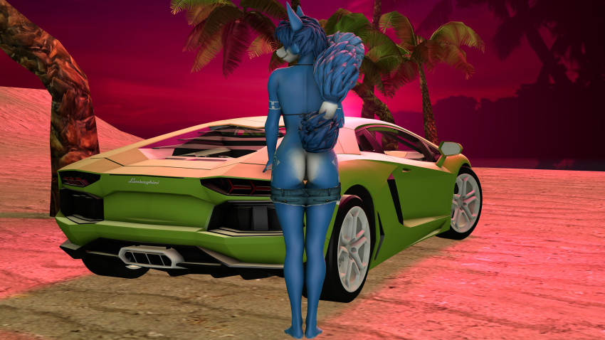 1girls 3d 3d_(artwork) anthro asenak_(artist) ass bikini car female female_fox female_only fox furry krystal solo standing star_fox tail vehicle