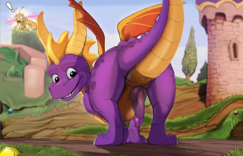 animal_genitalia animal_penis anus arthropod ass dragon dragonfly duo erection horn insects knot looking_at_viewer looking_back male male_only membranous_wings narse penis presenting presenting_hindquarters scalie smile solo_focus sparx spyro spyro_the_dragon surprise video_games western_dragon wings