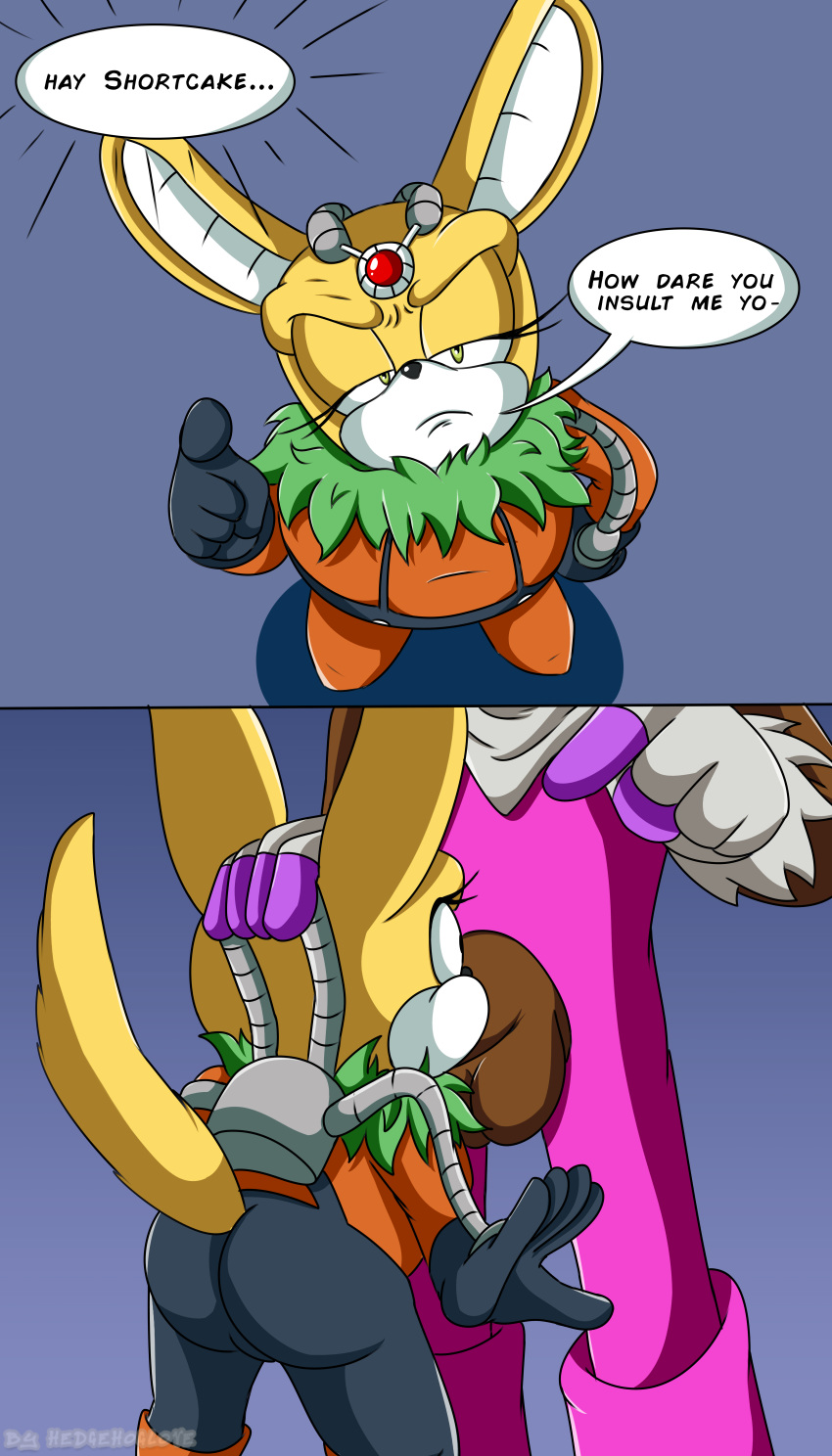 anthro ass blowjob cameltoe chinchilla clothed clothing comic duo fellatio female fluffy forced forced_oral fur gloves hedgehoglove instant_loss_2koma male mammal mobian_(species) oral overweight penis rodent sega sex shortstack slightly_chubby sonic_(series) sonic_the_hedgehog_(series) straight surprise testicles text thunderbolt_the_chinchilla