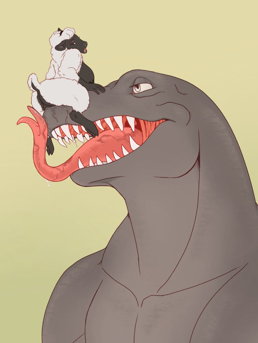 2018 anthro ass big_breasts breasts caprine drooling duo female geb grinding interspecies licking lizard macro male mammal nipples nude open_mouth perunagekko pussy reptile saliva scalie sheep size_difference smile straight teeth tongue tongue_out