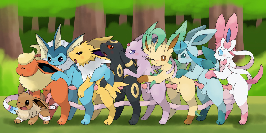 9boys all_fours anal anal_sex animal_genitalia animal_penis ass black_fur blue_fur blush bound canine_penis ear_fins eevee eeveelution erection espeon femboy feral feral_on_feral fin flareon frill from_behind_position fur furry gay girly glaceon group group_sex head_fin interspecies jolteon km-15 knot leafeon looking_back love_train male male_only male_penetrated male_penetrating markings nintendo nude one_eye_closed open_mouth orgy outside penetration penis penis_backwards pink_penis pokemon pokemon_(species) pokemon_dppt pokemon_gsc pokemon_rgby pokemon_xy quadruped red_eyes sex size_difference socks_(marking) standing sylveon tapering_penis testicles thick_thighs train_position umbreon vaporeon video_games white_fur yaoi yellow_fur