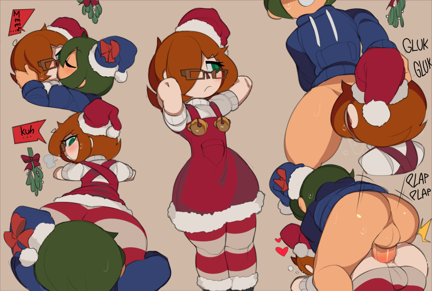 2018 2boys anal animal_crossing animal_crossing_boy ass balls captain_kirb christmas fellatio femboy frag_(captain_kirb) glasses male male_only nintendo oc only_player oral original original_character penis thick_thighs thighs trap yaoi