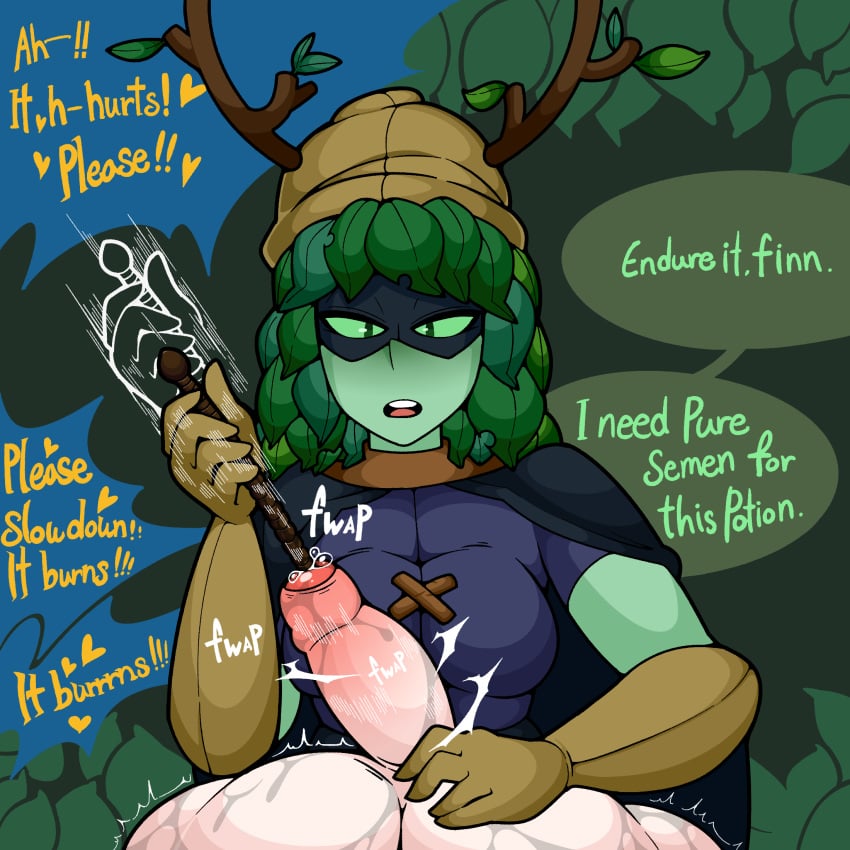 2018 5_fingers adventure_time antlers begging breasts cartoon_network clothed clothed/nude clothed_female clothed_female_nude_male clothing cock_and_ball_torture dialogue domination duo english_text ent erection faceless_male female female_domination femdom finn_the_human flora_fauna foreskin gloves green_eyes green_skin half-closed_eyes heart hi_res horn human humanoid huntress_wizard interspecies leaf_hair light_skin male male_pov male_urethral_insertion malesub mammal naked nude nude_male pale_skin pani partially_retracted_foreskin penetration penis plant precum sex_toy sounding sounding_rod straight text uncut urethral urethral_insertion wand