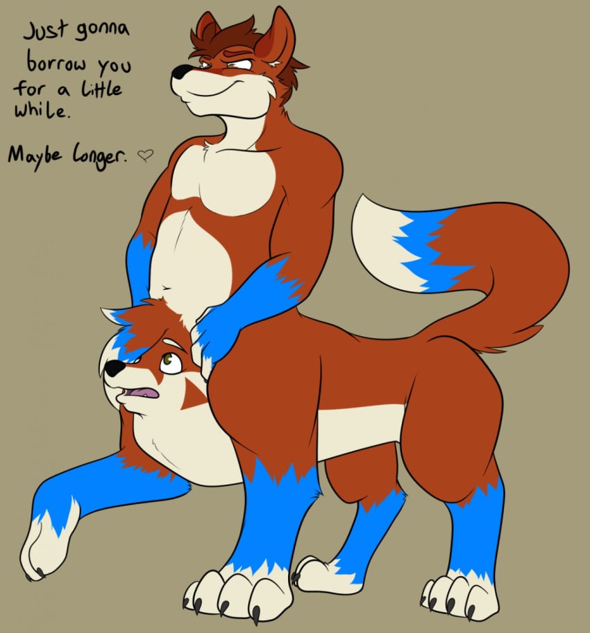 2_heads anthro azurathefox body_control canine conjoined dialogue fox happy male_only mammal merging multi_body multi_head sarvak taur