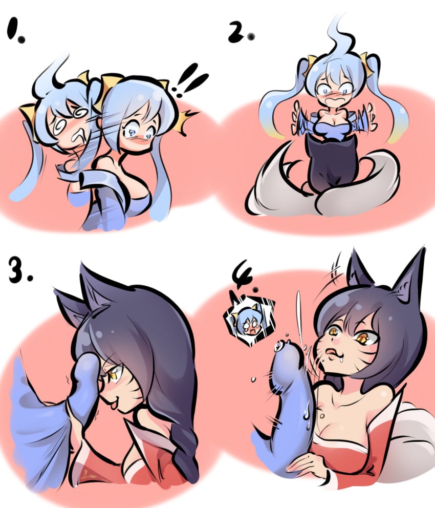 !! 1futa 1girls :3 @_@ ahri animal_ears aqua_hair bare_shoulders black_hair blue_eyes blush breasts bulge cleavage comic covering covering_crotch curvy drooling erection erection_under_clothes erection_under_skirt female fox_ears fox_tail futa_on_female futanari handjob hands_on_own_face heart huge_breasts intersex large_breasts large_penis league_of_legends licking long_hair motion_blur no_panties open_mouth penis penis_bulge penis_under_clothes penis_under_skirt precum saliva skirt skirt_lift smile sona_buvelle standing surprised tail tears tenting tied_hair tongue tongue_out trembling twintails twitching xia_siren yellow_eyes