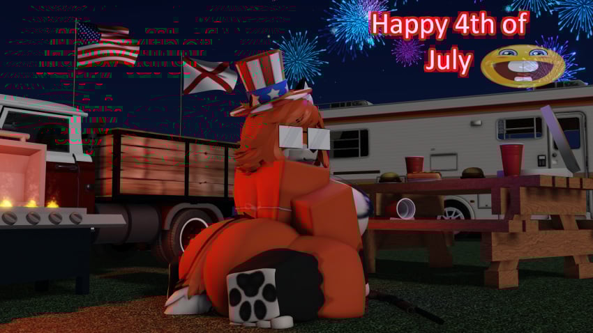 1girls 3d 4th_of_july ass bikini_top female female_only fireworks fox furry furry_female furry_only glasses milf nekomaniaa night posing roblox roblox_avatar robloxian self_upload southern top_hat