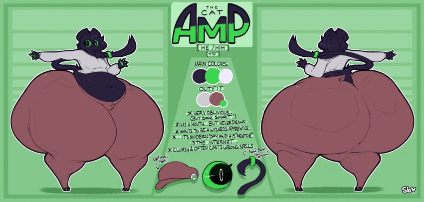 1boy amp_(lewdcoalpuff) big_ass black_fur black_hair chubby croptop femboy green_eyes hips hips_wider_than_shoulders huge_ass huge_thighs hyper hyper_ass hyper_thighs lewdcoalpuff oc oc_sheet thick thick_ass thick_legs thick_thighs