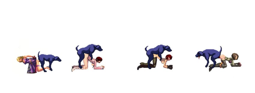 4girls bonne_jenet canine doggy_style king_of_fighters shermie_(kof) snk sprite sprite_sheet vanessa_(kof) whip_(kof) white_background zoophilia