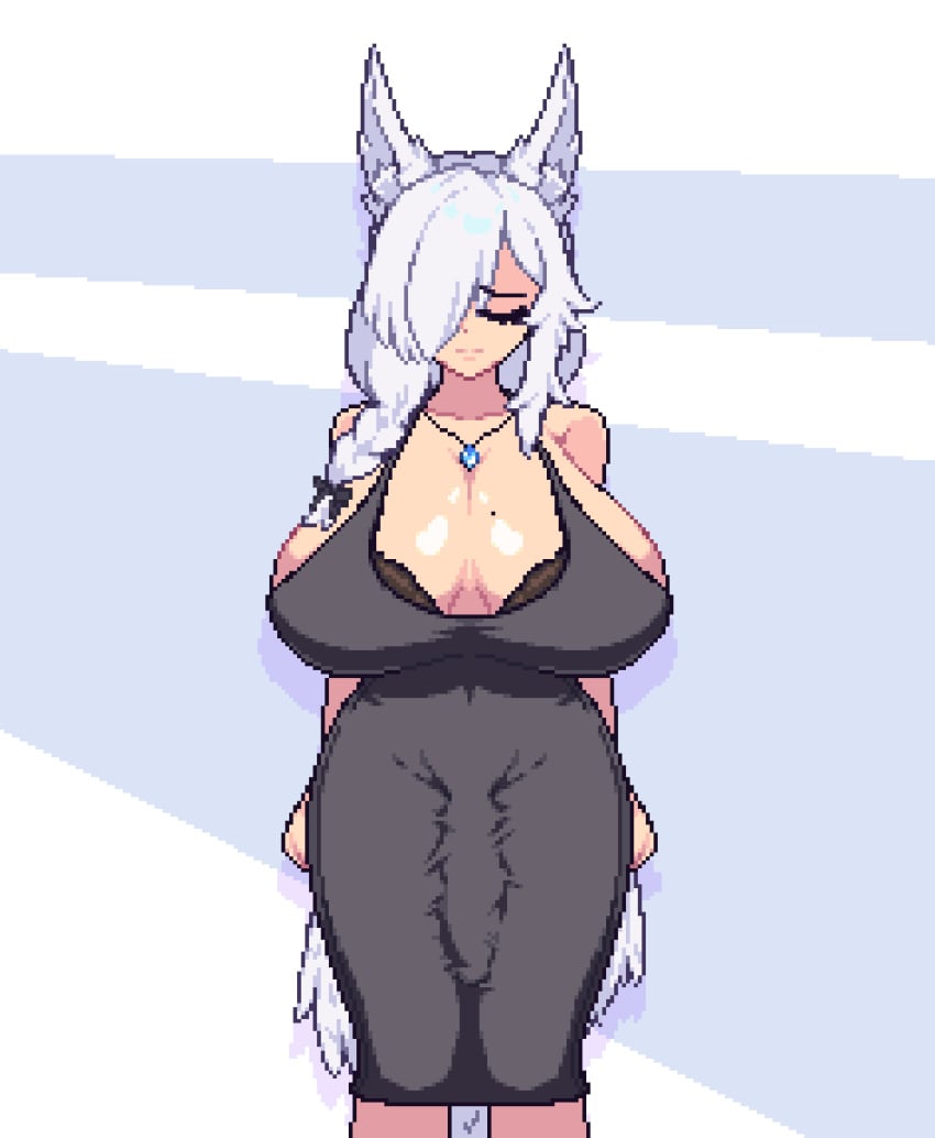 ! 1futa adjusting_clothes alternate_version_available animated areolae balls big_penis breasts breasts_bigger_than_head bulge cleavage curvy discordia_(vtuber) discordia_ch fox_ears futanari heart-shaped_pupils huge_breasts jiggling_breasts long_hair penis pixel_animation pixel_art precum precum_drip raptorbr solo suddenly_naked thick_thighs throbbing_penis white_hair