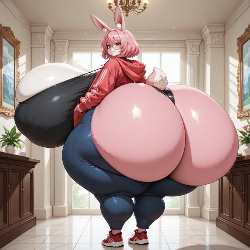 ai_generated angel_the_bunny anthro ass_bigger_than_head breasts_bigger_than_head bunny furry furry_female huge_ass huge_breasts hyper hyper_ass hyper_breasts large_ass large_breasts looking_at_viewer looking_back massive_ass massive_breasts tagme thick_thighs unknown_artist