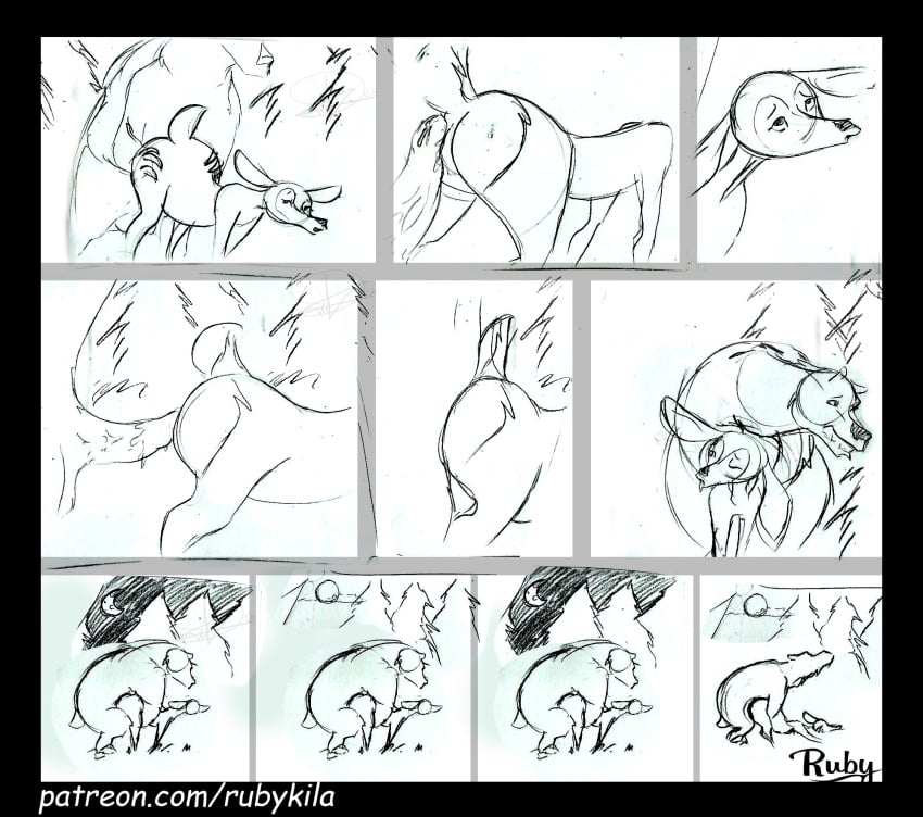 antelope ass bear big_butt blush boog_(open_season) cervine comic comic_page cum duo female feral fur giselle_(open_season) half-closed_eyes horn infidelity interspecies male male_penetrating mammal open_mouth open_season penetration penis pussy ruby-kila sex simple_background sketch smile straight vaginal_penetration white_background