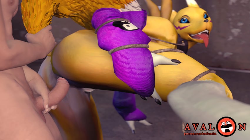 2018 3d anthro ass avalonsfm breasts digimon duo female fur hair hi_res male mammal nude penis renamon sex source_filmmaker