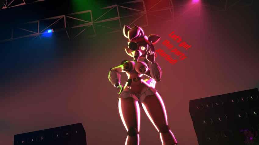 2020 3d 4k absurd_res animatronic anthro bekymre belt big_breasts bodily_fluids breasts canid canine clothing concert ear_piercing ear_ring eye_patch eyewear female five_nights_at_freddy's fox freddy_fazbear's_pizzeria_simulator genital_fluids genitals hair hi_res hook_hand lights looking_at_viewer machine mammal mostly_nude nipples open_mouth pasties piercing pirate pussy pussy_juice robot rockstar_foxy rule_63 solo source_filmmaker speaker stage stage_lights text v video_games watermark