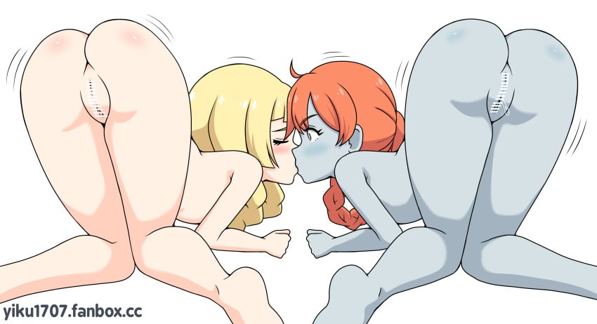 1girls 2girls alien alien_girl all_fours ass_up blonde_hair blue_body blue_eyes blue_nipples blue_pussy blue_skin blue_tongue closed_eyes completely_nude female female_only flat_chest flat_chested green_eyes kissing lesbian lillie_(pokemon) nintendo orange_hair orange_pupils petite petite_body pokemon pokemon_sm pokemon_usm ponytail pussy tied_hair ultra_recon_squad yiku1707 yuri zossie_(pokemon)