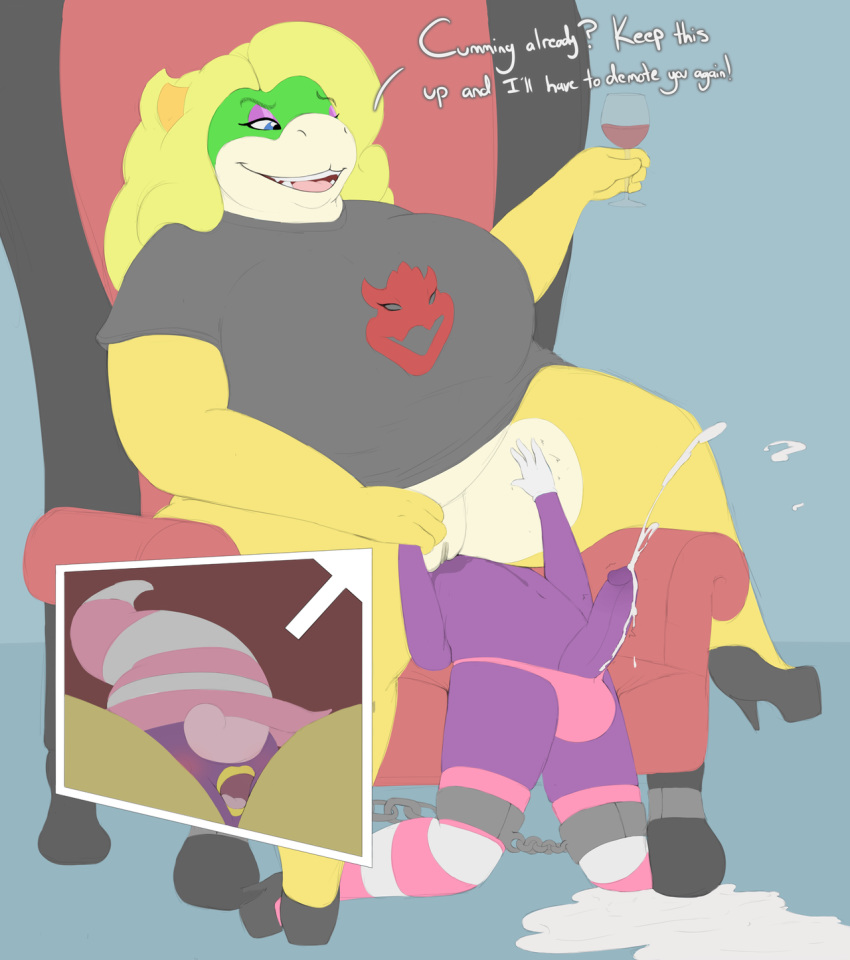 balls bound bowser breasts chains cum facesitting female_bowser femdom high_heels mario_(series) nastymick nintendo paper_mario penis protagonistsub_antagonistdom pussy rule_63 size_difference vivian_(paper_mario)