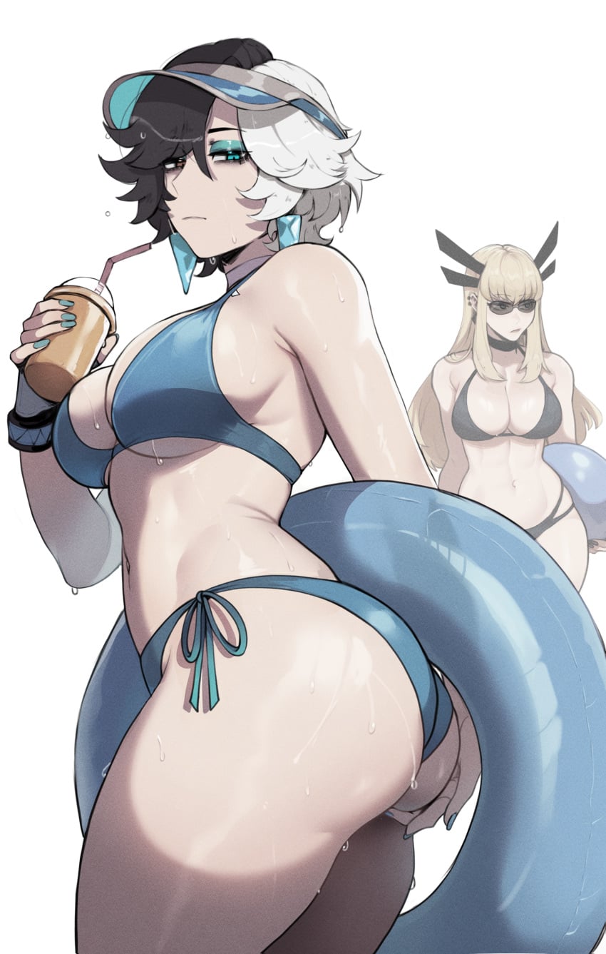 2d 2girls ass big_ass bikini black_hair blonde_hair breasts female female_focus female_only hair luna_snow luna_snow_(marvel_rivals) magik_(illyana_rasputin) magik_(marvel_rivals) marvel marvel_rivals masoq095 thick_thighs white_hair wide_hips x-men