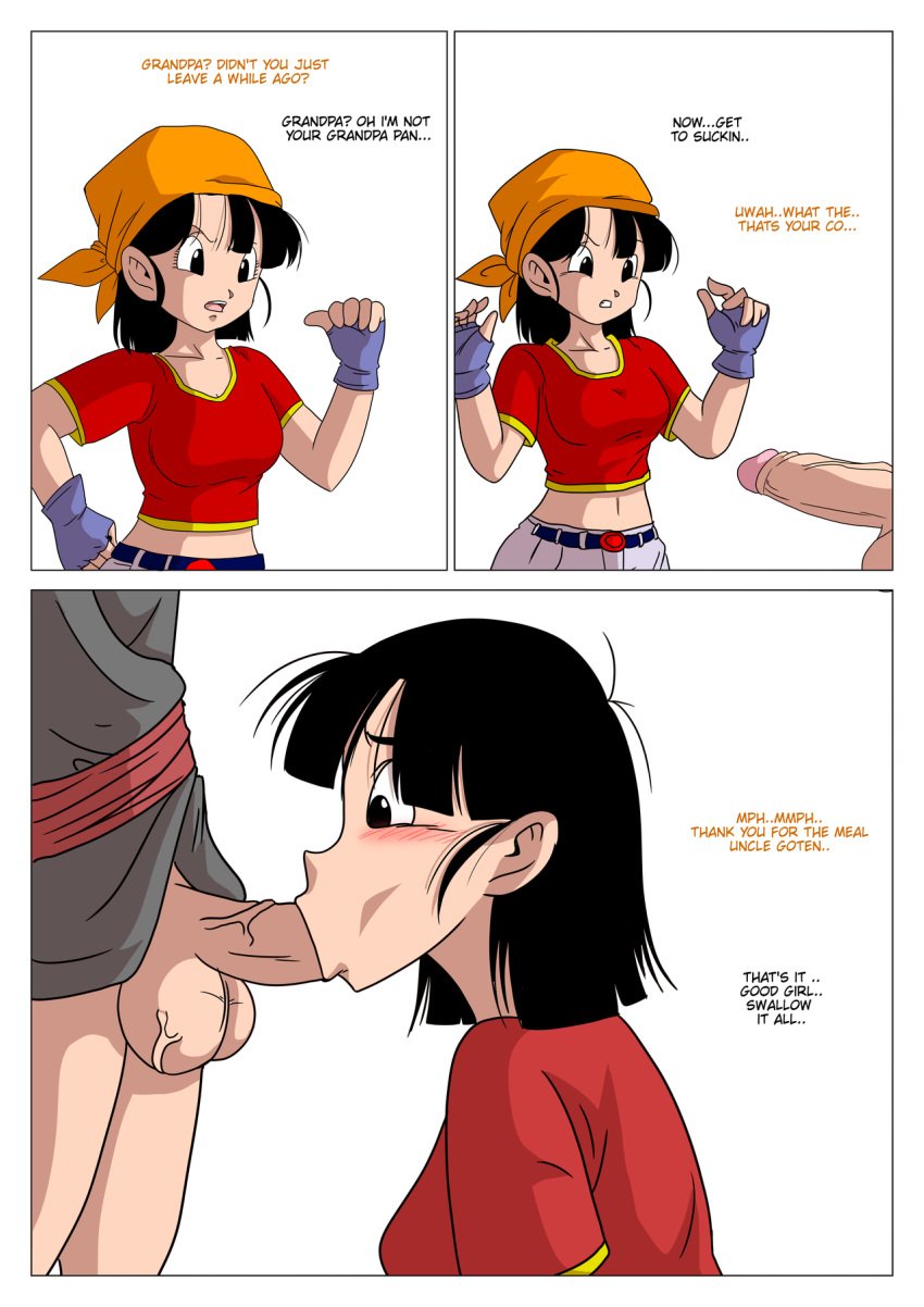 dragon_ball dragon_ball_gt dragon_ball_super dragon_ball_z female forced_oral incest male pan_(dragon_ball) penis rape recreator2099 son_goten straight uncle_and_niece