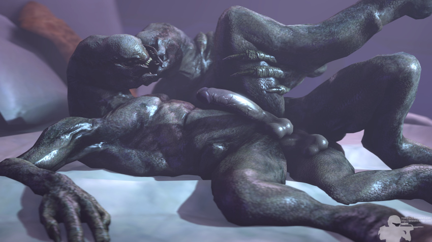 3d alien anal anal_sex ass balls bravo44 duo gay halo_(series) hand_on_shoulder lifting_leg lying lying_on_side male nude on_back one_leg_up penetration penis rookie425 sangheili source_filmmaker t_square_position thigh_grab video_games yaoi