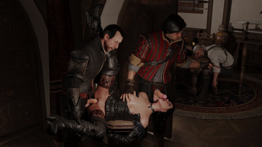 3d black_hair breasts cd_projekt_red cuckold eskel fellatio geralt_of_rivia lambert male_on_female nipples oral the_witcher the_witcher_(series) the_witcher_2 the_witcher_3:_wild_hunt vaginal_penetration vaginal_sex yennefer zer0g0d