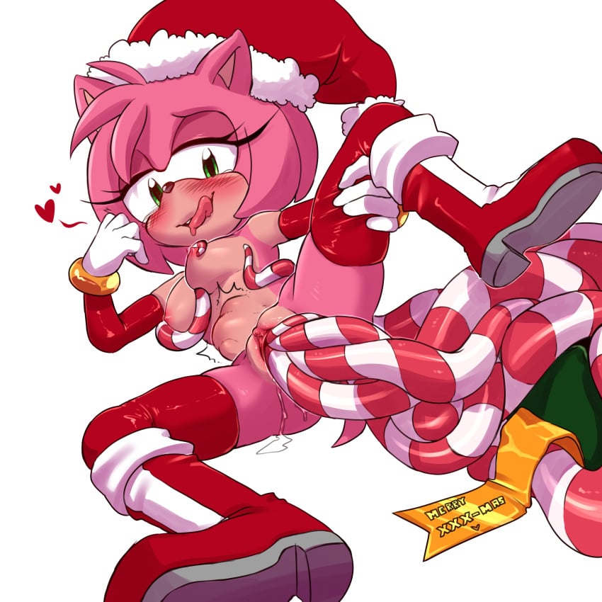 absurd_res alpha_channel amy_rose anthro arm_support armwear blush boots bracelet breast_grab breasts christmas clitoris clothing consensual_tentacles elbow_gloves eulipotyphlan eyelashes female footwear gift_box gloves green_eyes hand_on_breast hat heart hedgehog hi_res holding_leg holidays jewelry kukkiisart leather_gloves leather_stockings legwear licking licking_lips looking_pleasured lying mammal mostly_nude multiple_penetration nipples on_side penetration pussy pussy_juice_on_ground santa_hat short_hair simple_background smile solo sonic_(series) spread_legs spreading stockings stomach_bulge tentacle tentacle_sex thighhighs tongue tongue_out transparent_background vaginal_penetration