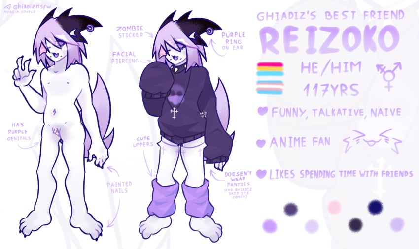 big_clitoris clitoral_hood clitoris cuntboy ears_down feet femboy furry gay gay_male gay_sex ghiadiz intersex juicy_pussy long_socks oc purple_hair reference reference_sheet reference_to_character reizoko showing_pussy socks solo tdick transformation transgender vagina vaginal_juices white_socks