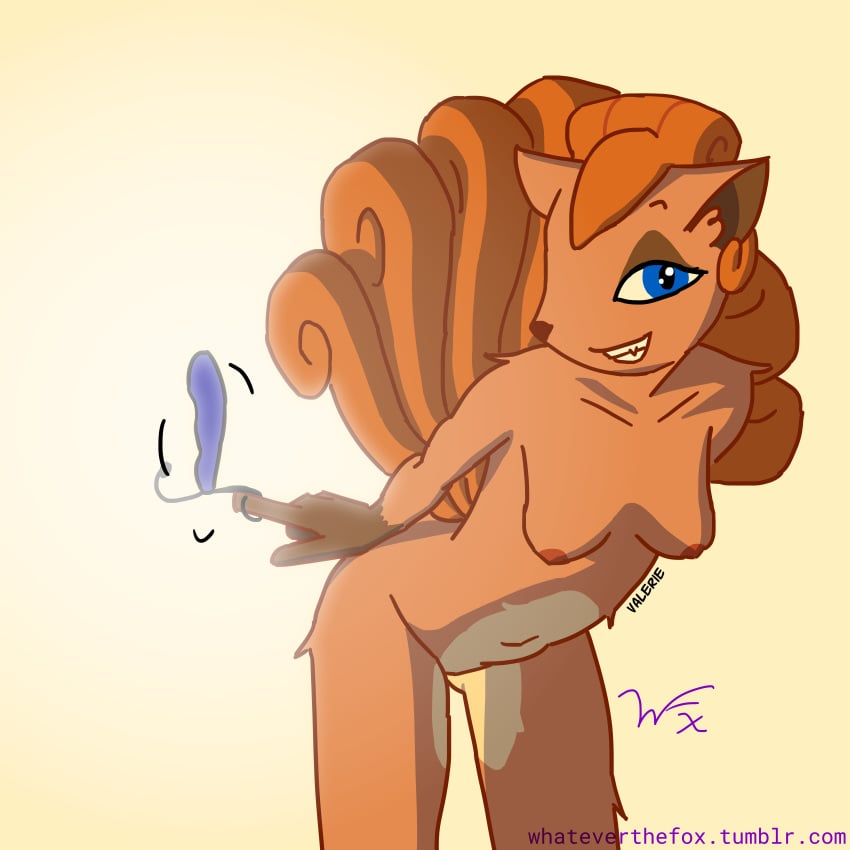 anthro breasts female leaning leaning_forward nintendo pokemon pokemon_(species) prostate_stimulator sex_toy solo twirling valerie_(whateverthefox) video_games vulpix whateverthefox