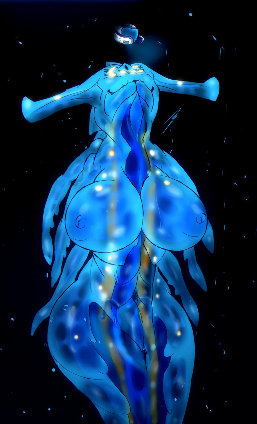 big_breasts bioluminescence dark_background female ghost_leviathan hb-viper large_breasts larger_female nipples size_difference subnautica thick_thighs underwater vagina