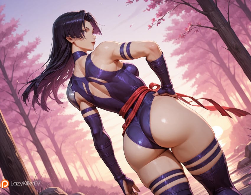 1girls ai_generated ass back_view female floating_hair lazykiller07 marvel marvel_rivals perfect_body psylocke psylocke_(vengeance) sexy solo solo_female standing thick_ass thick_thighs wind