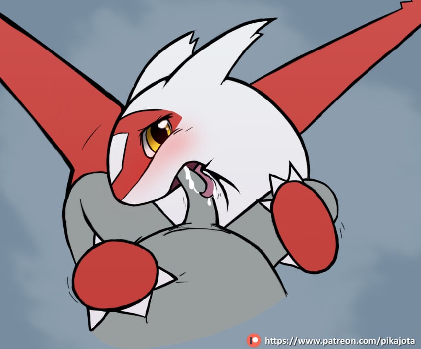 1boy 1girls absurd_res blush cum cum_on_tongue dragon duo erection female feral first_person_view furry hi_res human human_on_feral interspecies larger_female larger_feral latias legendary_pokemon male male_on_feral male_pov mammal nintendo oral pikajota pokemon pokemon_(species) pokemon_rse pokephilia pov size_difference smaller_human smaller_male straight text tongue tongue_out url video_games watermark zoophilia