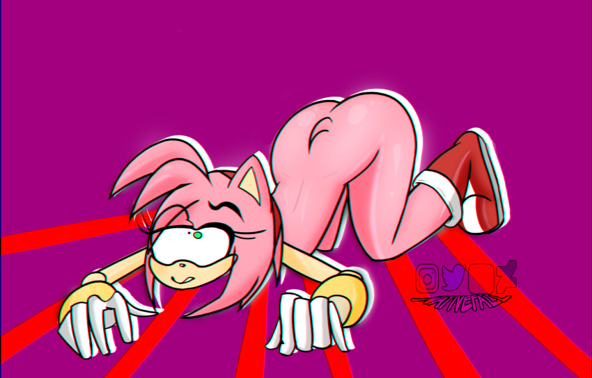 2018 all_fours amy_rose anthro ass blush clothing doggy_style footwear from_behind_position girly mammal sex shoes simple_background single sonic_(series) sonic_the_hedgehog thick_thighs