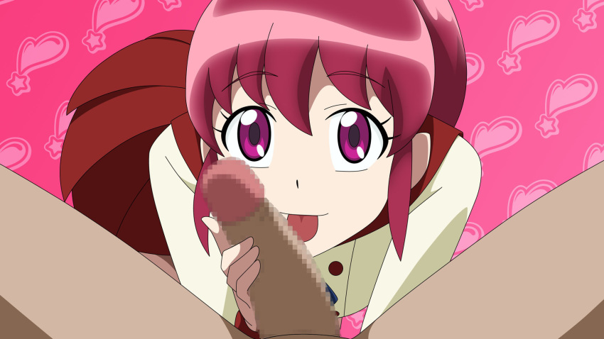 aino_megumi atelier_gons censored clothing fellatio female happinesscharge_precure! oral penis precure pretty_cure red_hair