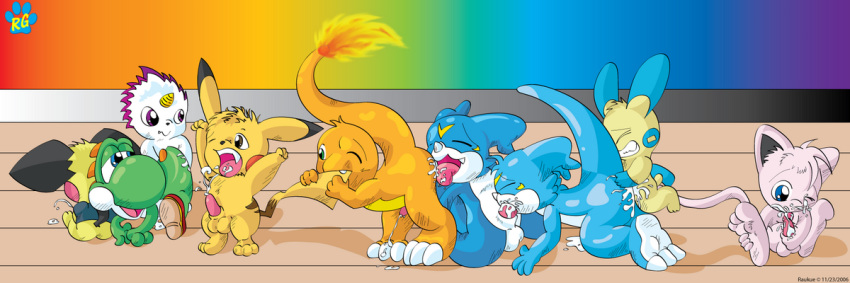 2006 charmander color crossover digimon fire furry interspecies jr._grupin male male_only mario_(series) mew minun multiple_males nintendo pichu pikachu pokémon_(species) pokemon pokemon_(species) raukue straight_hair tail tail_fire veemon yaoi yoshi