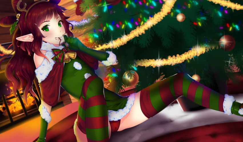 1girls christmas elf fap_ceo female green_eyes holly_(fap_ceo) long_hair nutaku official_art