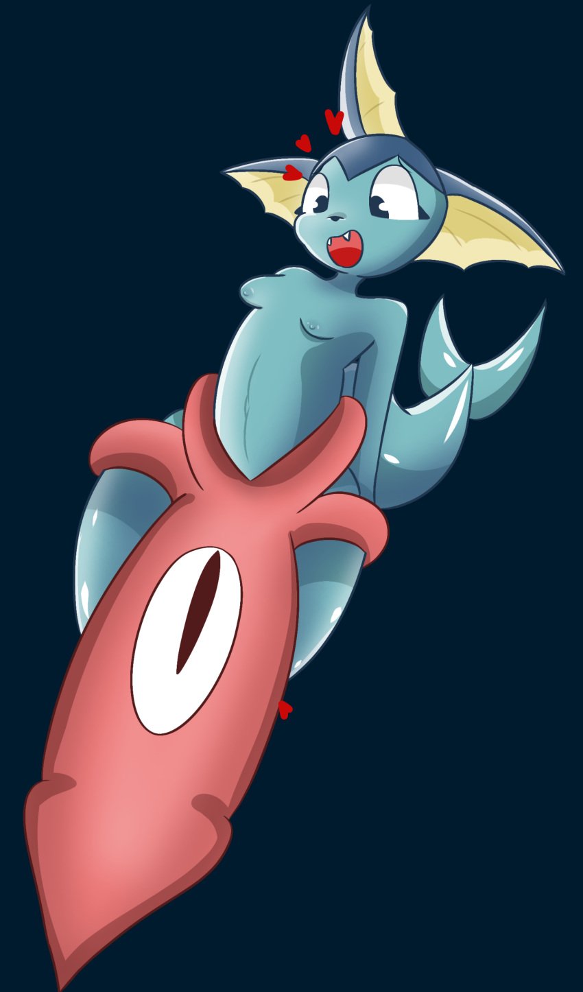 absurd_res anthro blue_body blue_skin breasts cephalopod coleoid decapodiform eeveelution female furroneta generation_1_pokemon genitals hi_res interspecies mammal marine mollusk nintendo pokemon pokemon_(species) pokephilia simple_eyes simple_face solo squid vaporeon