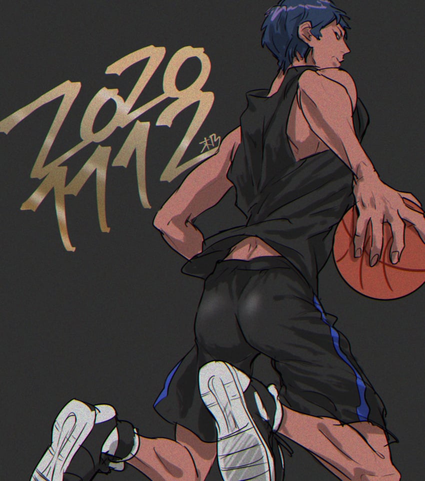 aomine_daiki ass ass_focus back_view buttocks daiki_aomine dark_skin kuroko's_basketball kuroko_no_basuke male muscles tan_skin tight_ass