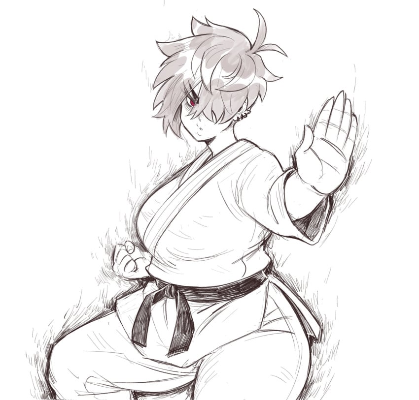 1girl 1girls ass aunt aunt_hellen_(insouwu) aura belly belt big_ass big_breasts big_butt boobs breasts child_bearing_hips chubby chubby_female earring earrings eyebags female female_focus female_only fighting_pose fighting_stance hag hair_over_one_eye insouwu legs lips martial_arts martial_arts_belt martial_arts_pose martial_arts_uniform massive_ass massive_butt mature_female mature_woman messy_hair milf nipples_visible_through_clothing oc older_female original_character pose pussy_visible_through_clothes red_eyes serious serious_face serious_look short_hair thick thick_ass thick_butt thick_hips thick_legs thick_lips thick_thighs thighs tomboy tomboy_milf vagina_visible_through_clothing wide_hips