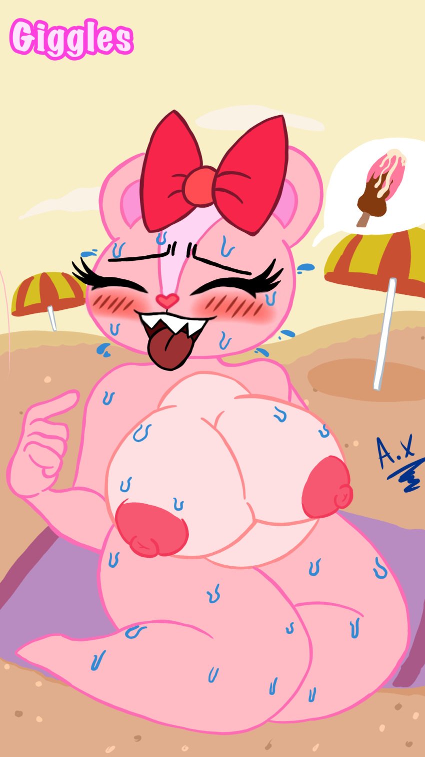 areolae big_ass big_breasts furry giggles_(htf) happy_tree_friends inviting_to_suck nipples