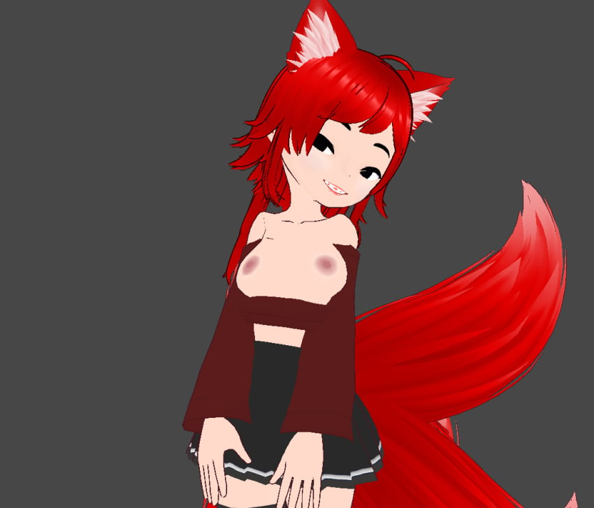 27_years breasts kitsune red_hair sexyfur shin_tsuki skirt_lift tsuki_rblx vagina virtual_youtuber vtuber vtuberfanart vtubers