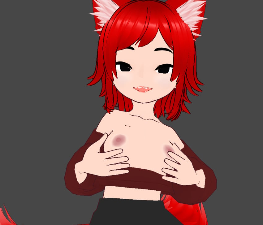 27_years breasts kitsune red_hair sexyfur shin_tsuki skirt_lift tsuki_rblx vagina virtual_youtuber vtuber vtuberfanart vtubers