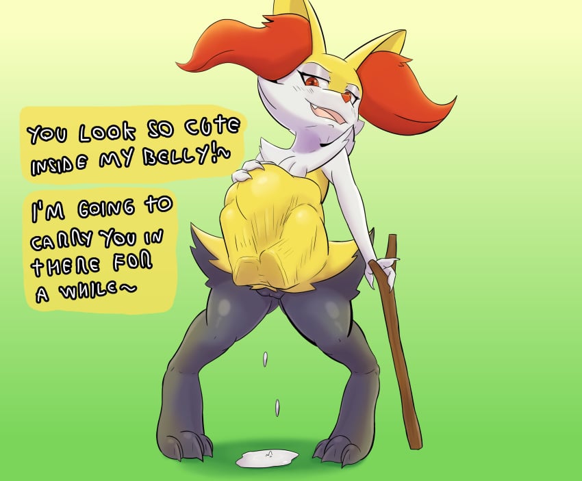 absurd_res after_vore anthro braixen canid canine female female_pred female_prey generation_6_pokemon genitals hi_res human human_prey mammal nintendo poisonsneksoffie pokemon pokemon_(species) pokemon_pred pussy pussy_juice_puddle vore