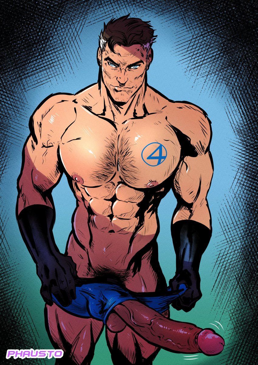 abs big_penis erection erection_pushing_underwear fantastic_four huge_cock large_penis long_penis male male_focus male_only mr_fantastic muscular_male phausto phaustok pubic_hair reed_richards solo solo_male