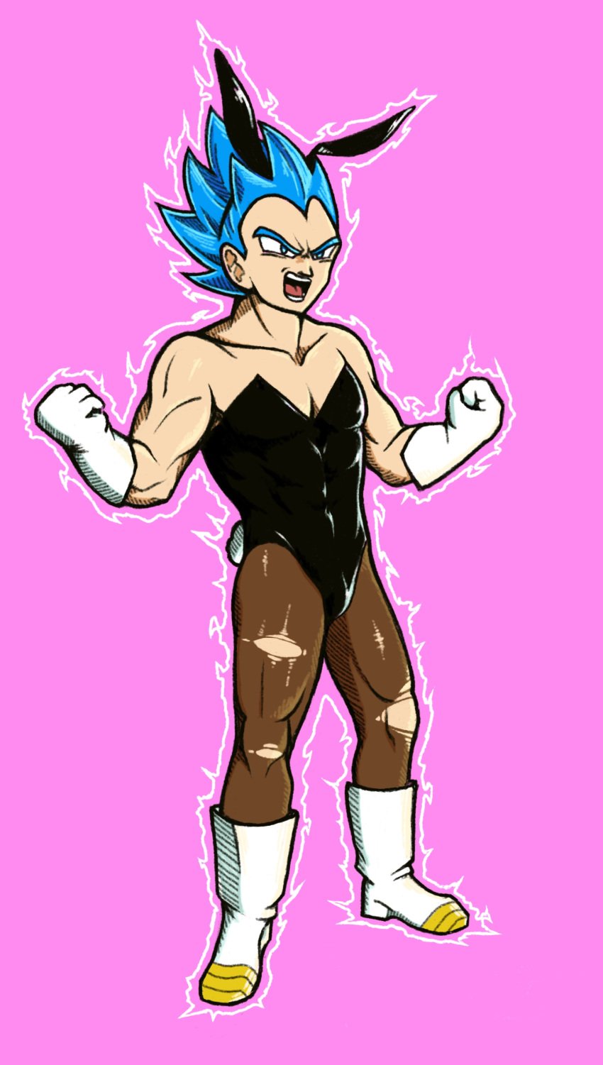 bunnysuit crossdressing dragon_ball dragon_ball_super latex_suit male_focus male_only manly_crossdresser solo_male tights vegeta