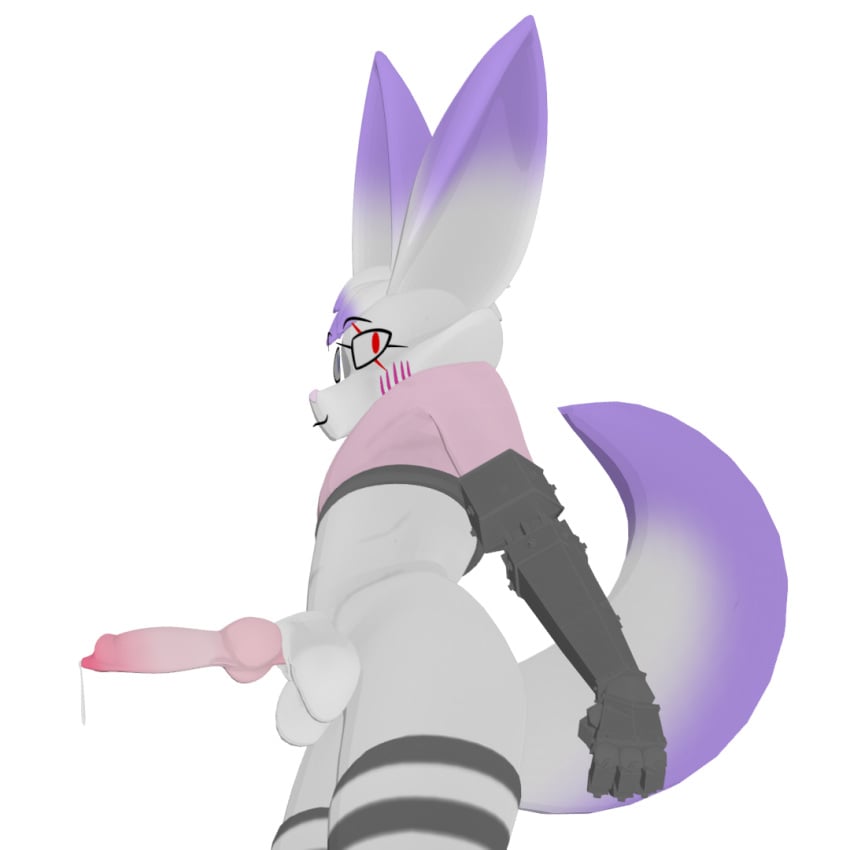 3d_(artwork) alpha_channel animal_genitalia animal_penis anthro arctic_fox aroused balls big_ears big_tail blender_(artwork) blush bodily_fluids canid canine canine_genitalia canine_penis cel_shading clothing cum cum_drip digital_media_(artwork) dripping erection eye_markings femboy fennec_fox fox fur genital_fluids genitals hair heterochromia hoodie hybrid knot leaking_precum legwear male mammal markings navel penis pink_clothing pink_hoodie pink_nose pink_penis pink_topwear precum precum_drip purple_body purple_fur robotic_arm scar science_fiction shaded sheath side_view slim smile smirk solo tail thigh_highs topwear true_fox white_body white_fur wild_(wilds_closet) wilds_closet