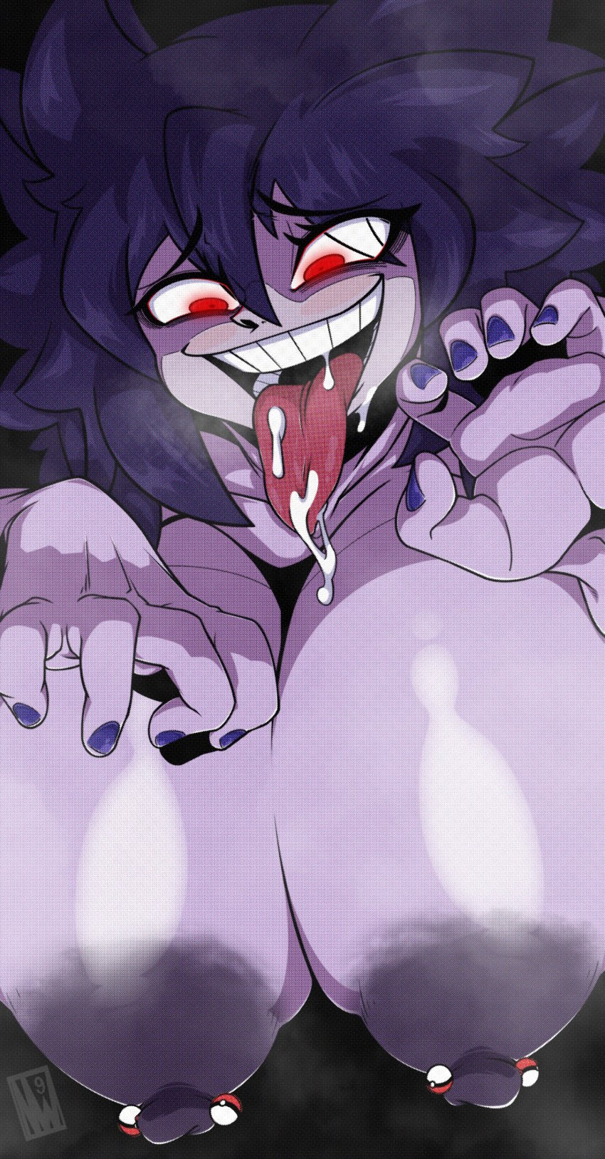 1girls big_boobs big_breasts boobs breasts drool drooling female female_focus female_only gajinka generation_1_pokemon gengar ghost ghost_girl humanized humanoid newdawn nintendo pierced_nipples pokemon purple_hair purple_hair_female purple_skin purple_skinned_female solo solo_female solo_focus tongue tongue_out