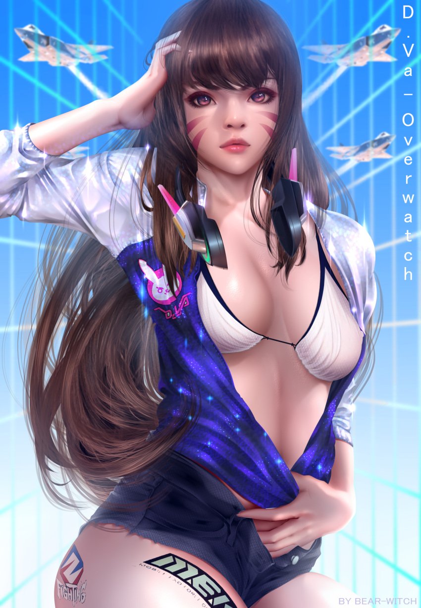 bearwitch blizzard_entertainment breasts cleavage d.va female female_only looking_at_viewer overwatch solo