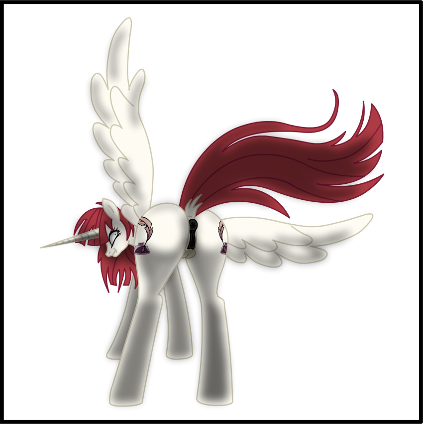 alicorn anatomically_correct anatomically_correct_pussy animal_genitalia animal_pussy anus ass cutie_mark dock edit equine equine_pussy fausticorn feathered_wings feathers female feral hair horn lauren_faust looking_back mammal my_little_pony ponison puffy_anus pussy rape_face red_hair simple_background solo white_background wings