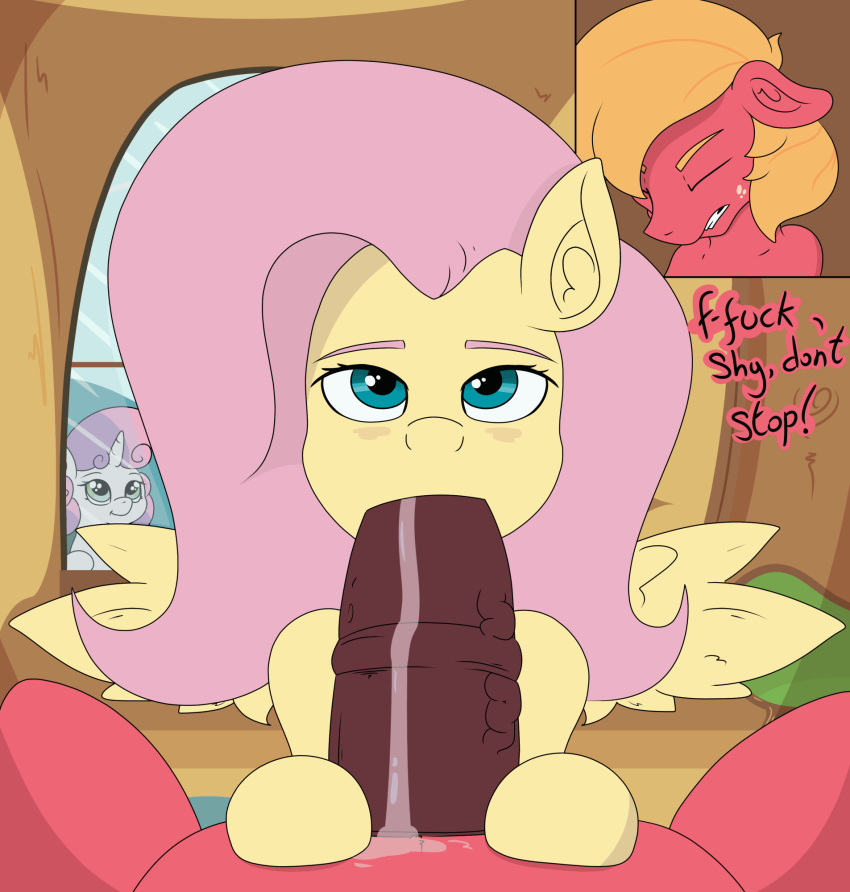 animal_genitalia animal_penis animated big_macintosh_(mlp) big_penis blush deep_throat deepthroat dialogue drooling earth_pony equine equine_penis fellatio fellatio_from_feral female feral fluttermac fluttershy_(mlp) freckles friendship_is_magic horse horsecock looking_pleasured mackstack male male_on_feral mammal my_little_pony oral pegasus penis pony pov saliva sex straight sweetie_belle_(mlp) voyeur wings