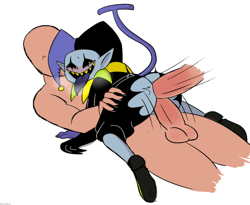 anal anal_sex ass bald balls blush breath cape clothed clothing deltarune disembodied_penis double_penetration erection faceless_male footwear gloves group group_sex hand_on_leg hat headgear human humanoid imp jester jevil_(deltarune) kuruko looking_back looking_pleasured lying male mammal on_back on_front on_ground on_top open_mouth pants penetration penis pointy_ears presenting presenting_hindquarters presenting_penis sex sharp_teeth shirt shoes smile spread_legs spreading teeth threesome tongue tongue_out torn_clothing video_games yaoi yellow_eyes