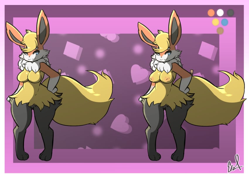 1girls anthro black_eyes blaketheflareon blaketheflareon_(character) braixen breasts canine eeveelution female female_only flareon furry fusion hybrid large_ass looking_at_viewer mammal model_sheet nintendo original_character pokémon_(species) pokemon pokemon_(species) pokemon_xy pussy tail text thick_thighs video_games watermark wide_hips