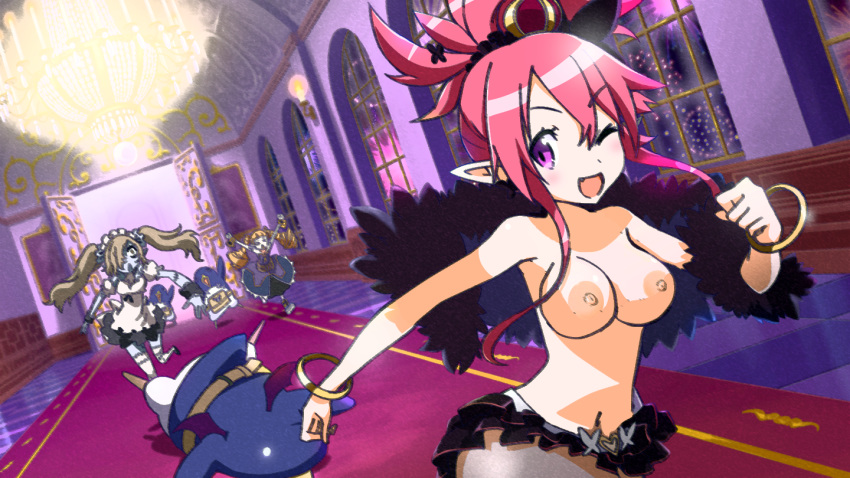 archer_(disgaea) breasts disgaea disgaea_5 large_breasts maid_(disgaea) nippon_ichi_software nude_filter prinny seraphina_(disgaea) topless topless_female